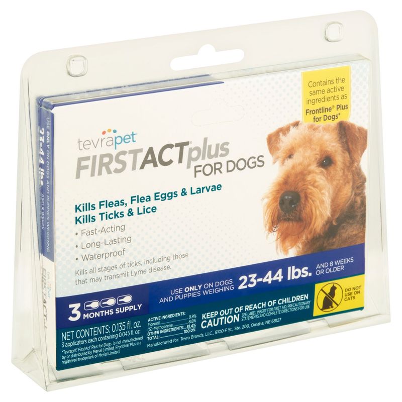 TevraPet FirstAct Plus Flea Treatment for Dogs, 0.045 fl oz, 3 count