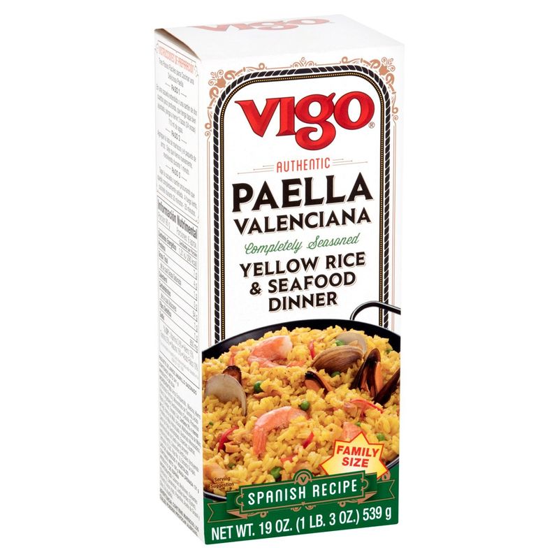 Vigo Authentic Paella Valenciana Completely Seasoned Yellow Rice &amp; Seafood Dinner Family Size, 19 oz