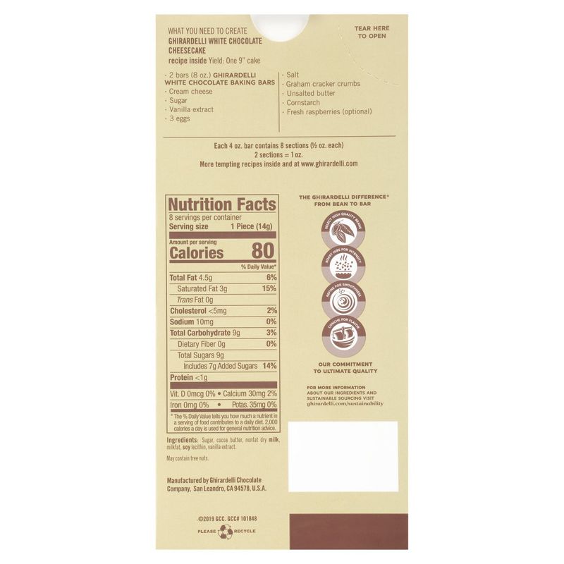 GHIRARDELLI Premium Baking Bar White Chocolate - 4 oz.