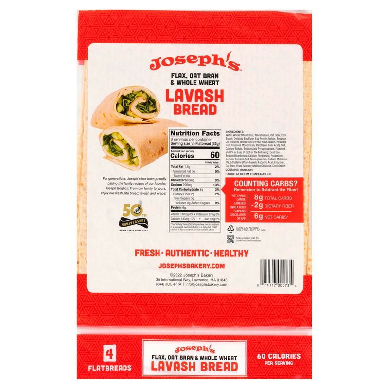 Joseph's Flax Lavash Bread, 1 Pack, 4 Count