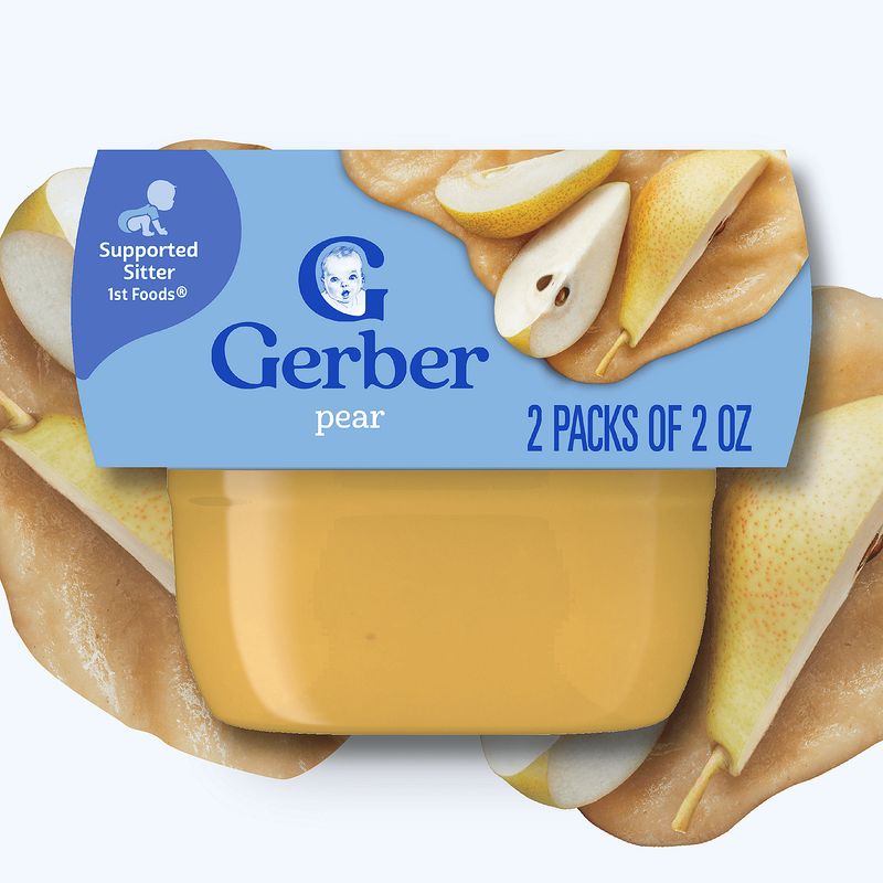 Gerber 1st Foods Pear Baby Food, Supported Sitter, 2 oz, 2 count