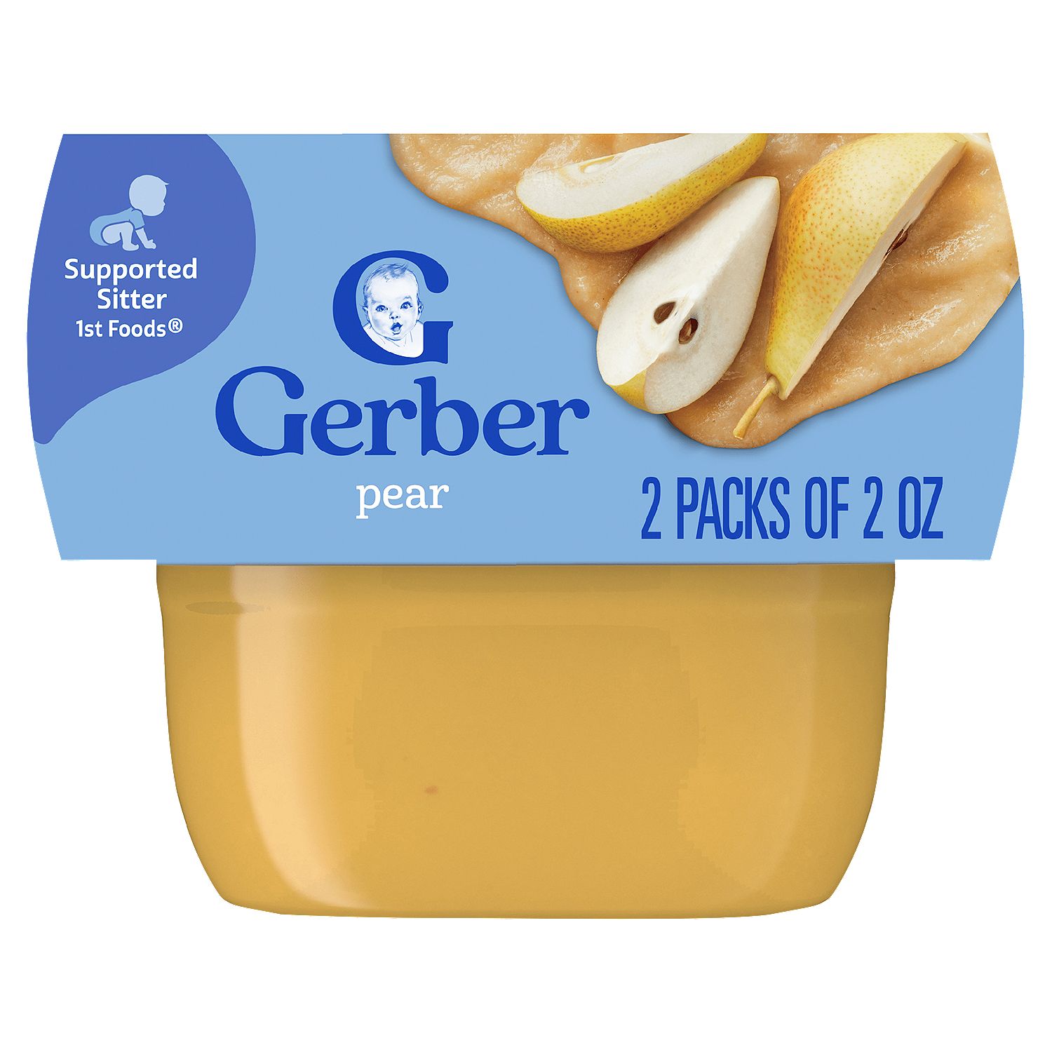 Gerber 1st Foods Pear Baby Food, Supported Sitter, 2 oz, 2 count