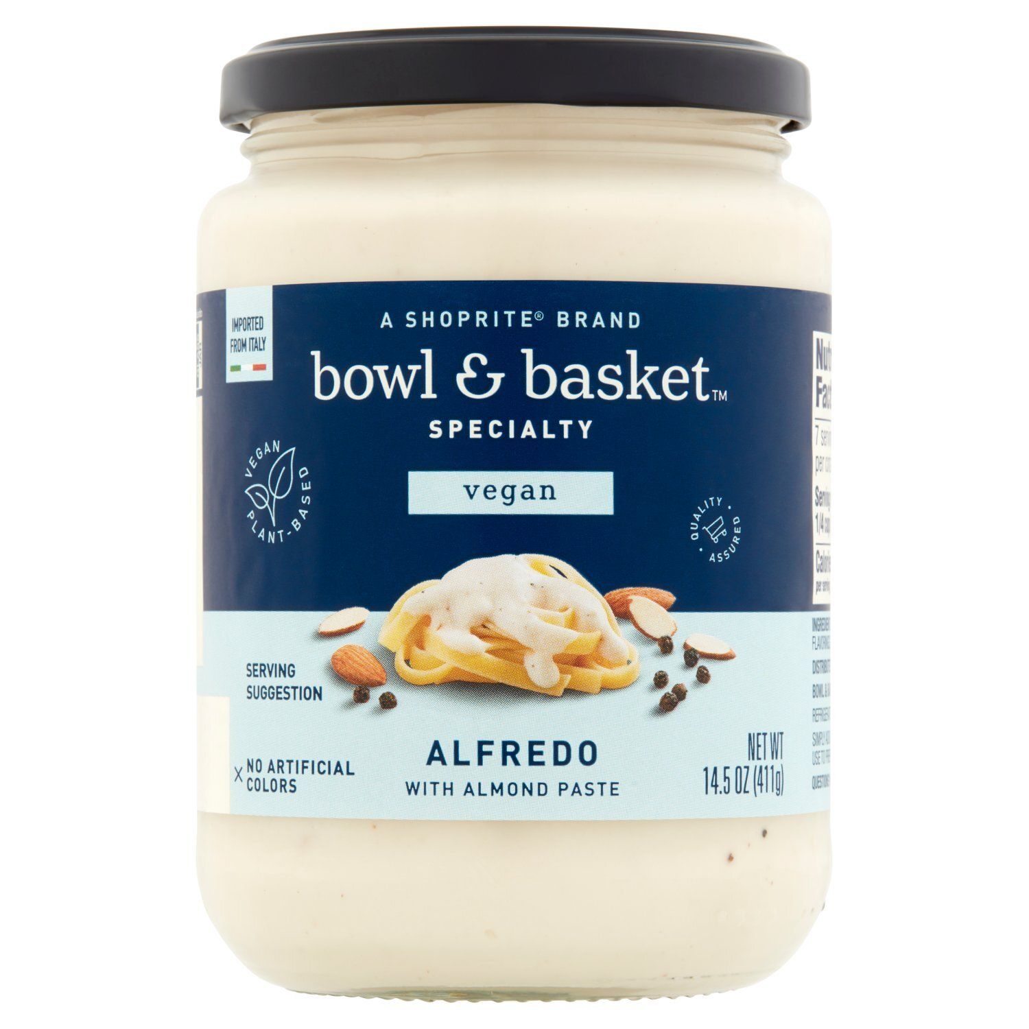 Bowl &amp; Basket Specialty Vegan Alfredo Sauce with Almond Paste, 14.5 oz