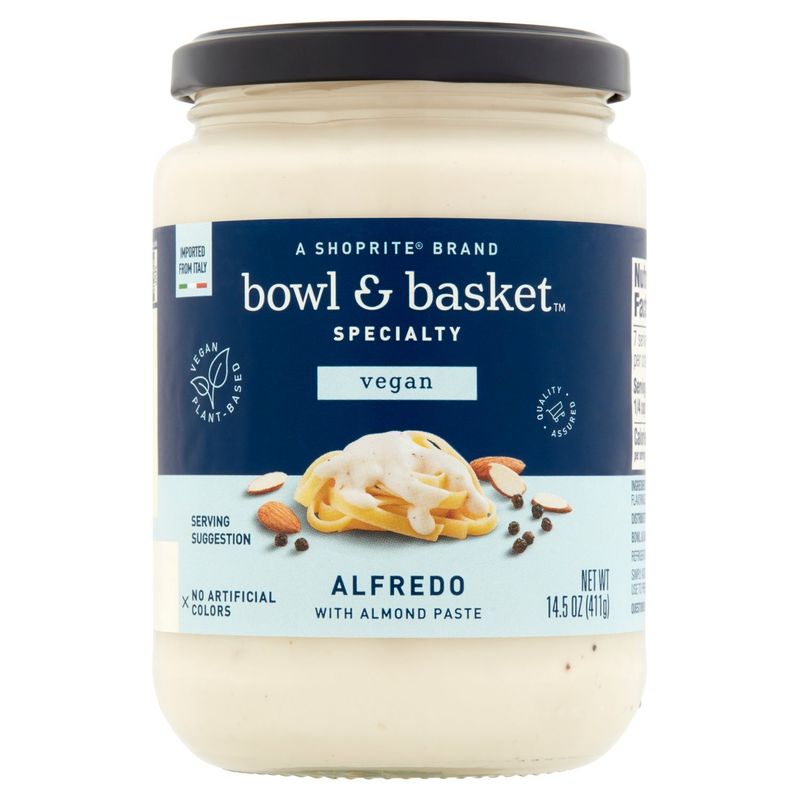 Bowl &amp; Basket Specialty Vegan Alfredo Sauce with Almond Paste, 14.5 oz