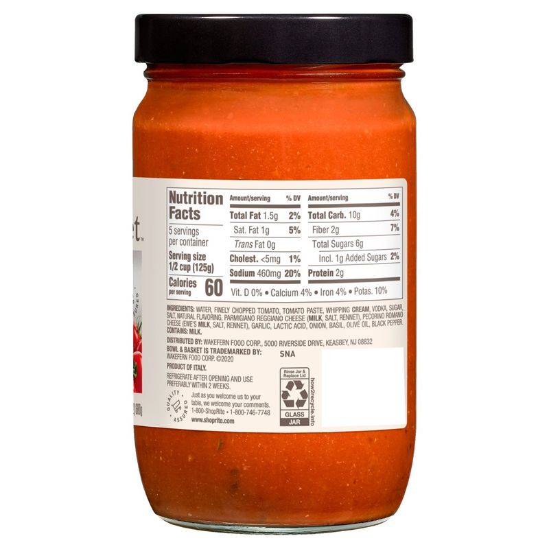 Bowl &amp; Basket Vodka Sauce, 24 oz