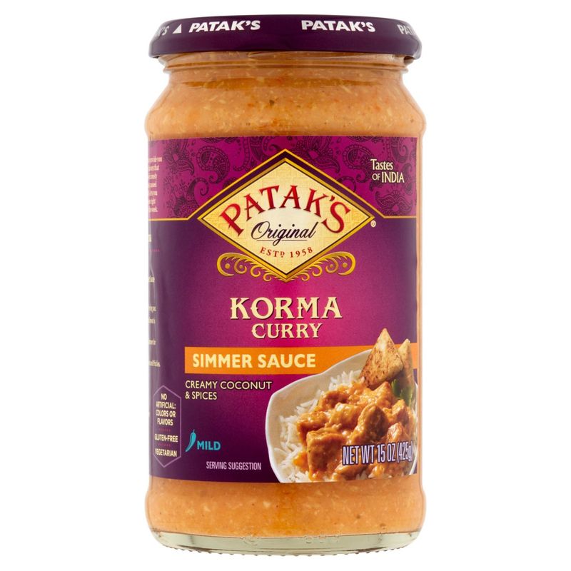 Patak's Original Mild Korma Curry Creamy Coconut &amp; Spices Simmer Sauce, 15 oz