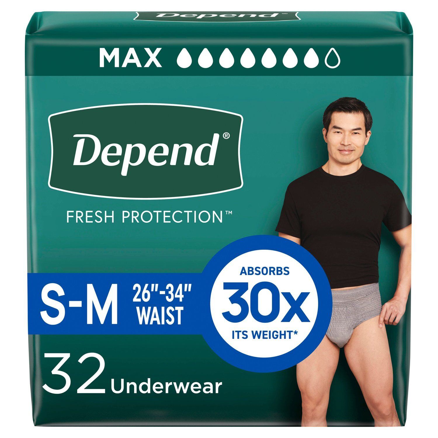 Depend Fresh Protection Maximum Underwear, Size S-M, 32 count