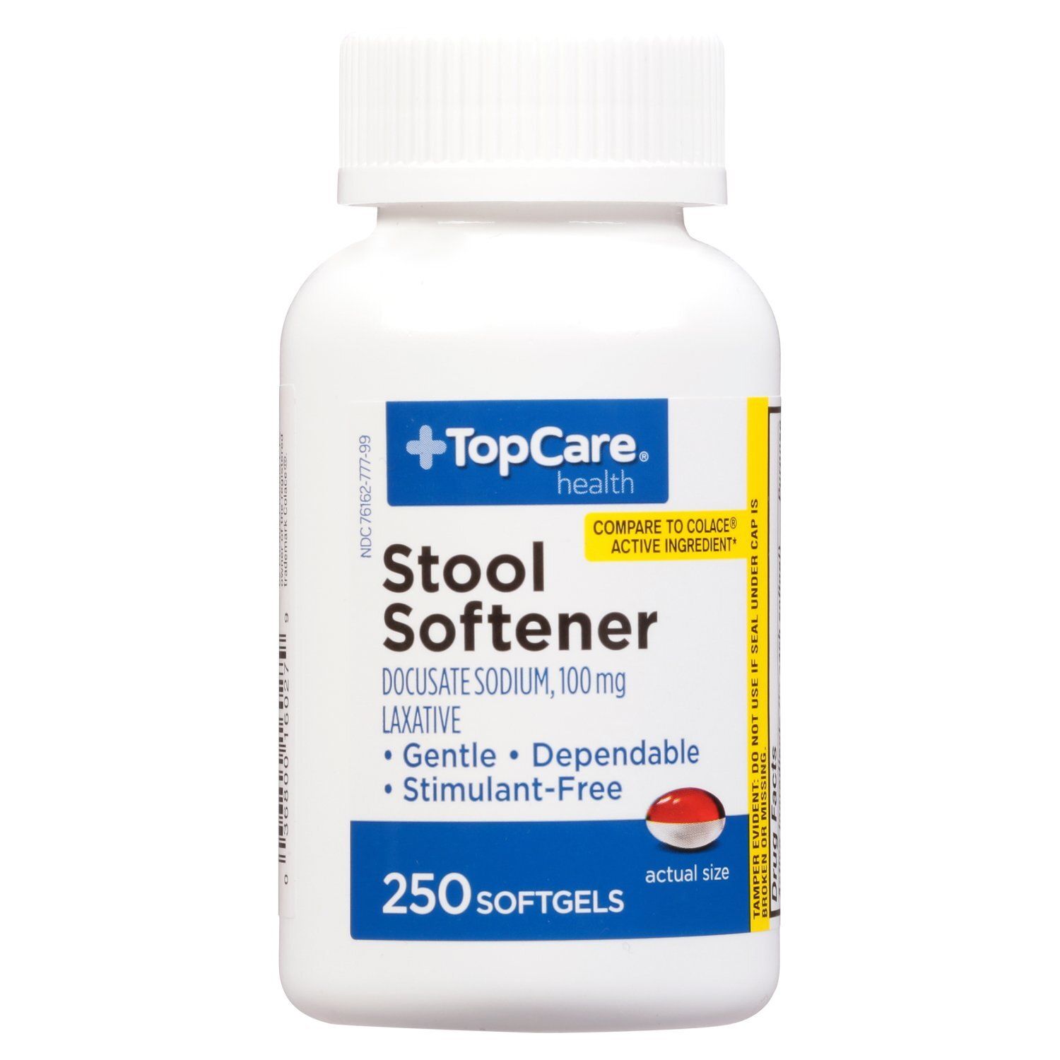 TopCare Stool Softener Laxative Softgels, 100 mg, 250 count