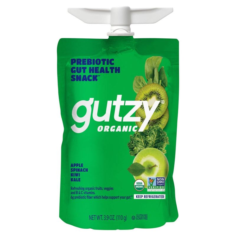Gutzy Organic Apple, Spinach, Kiwi &amp; Kale Prebiotic Gut Health Snack, 3.9 oz