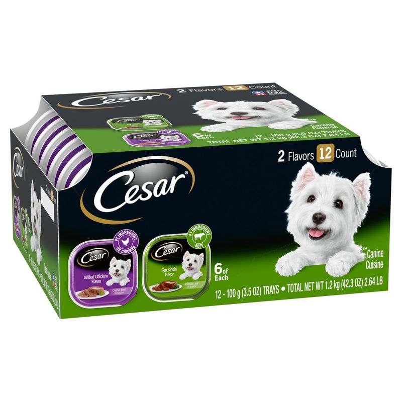 CESAR Wet Dog Food Classic Loaf in Sauce Top Sirloin &amp; Grilled Chicken Variety, (12) 3.5 oz. Trays