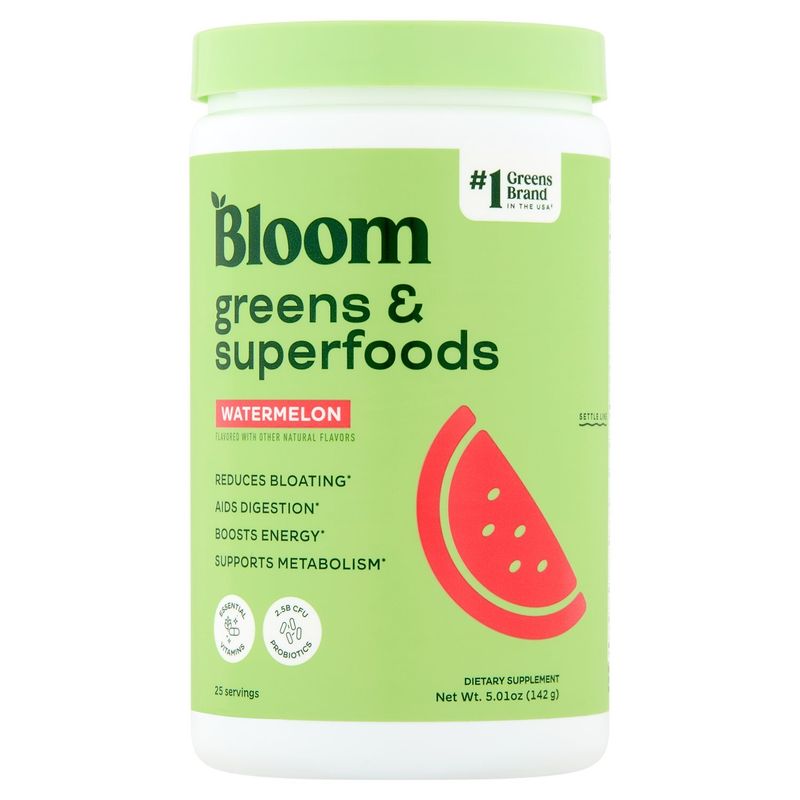 Bloom Watermelon Flavored Greens &amp; Superfoods Dietary Supplement, 5.01 oz
