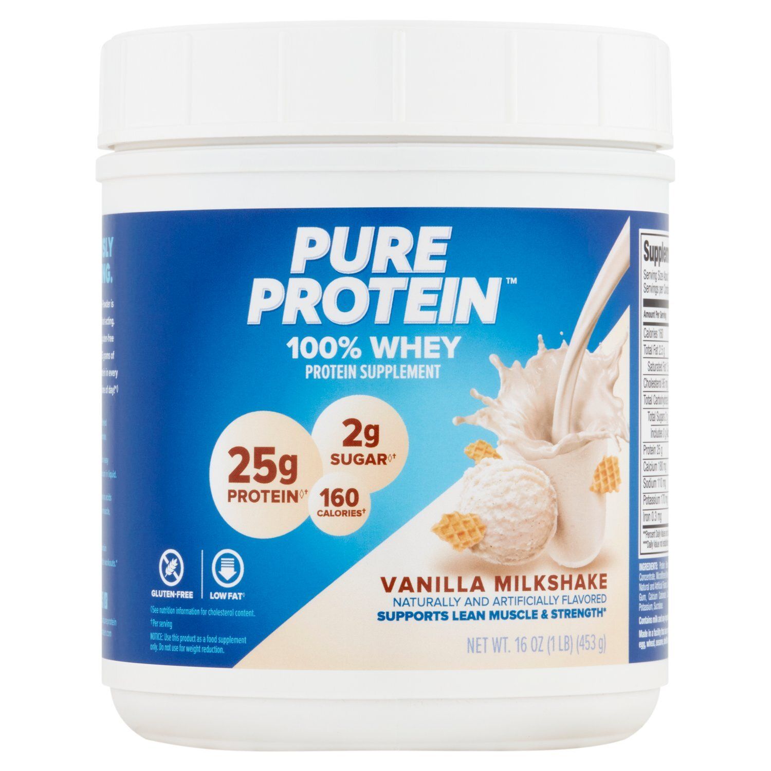 Pure Protein Vanilla Milkshake 100% Whey Protein Supplement, 16 oz