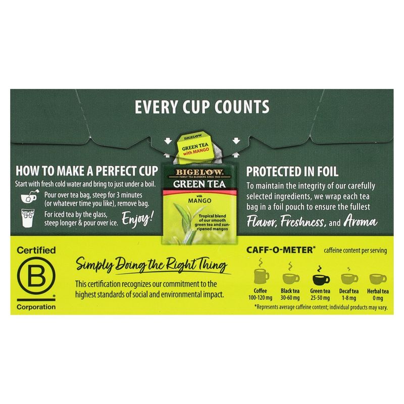 Bigelow Green Tea with Mango Tea Bags, 20 count, .91 oz