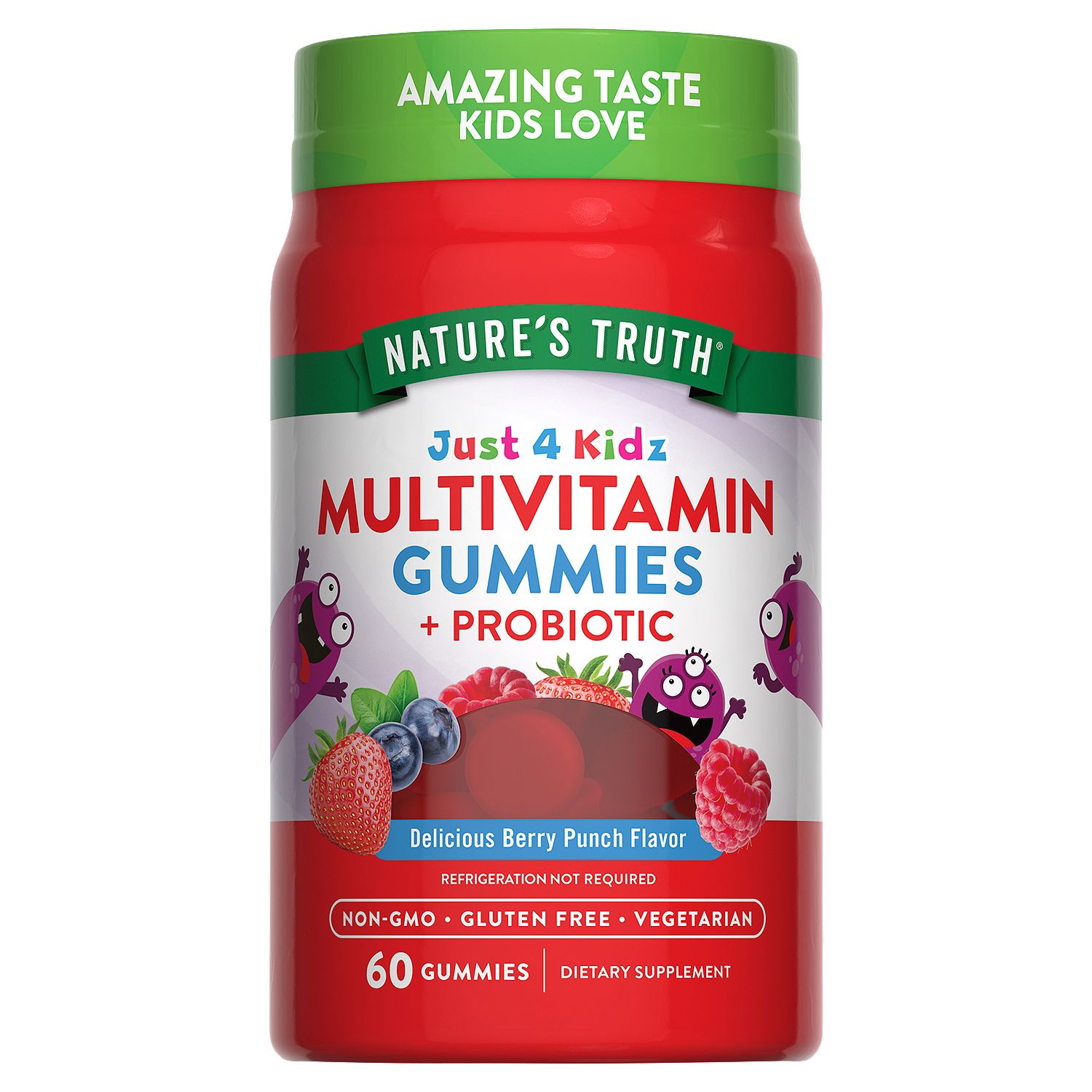 Nature's Truth Just 4 Kidz Berry Punch Flavor Multivitamin + Probiotic Dietary Supplement, 60 count