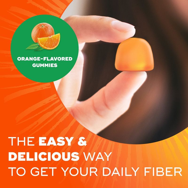 Metamucil Fiber Gummies for Adults, No Sugar Added Orange Flavor, 5g Plant Based Prebiotic Fiber Su