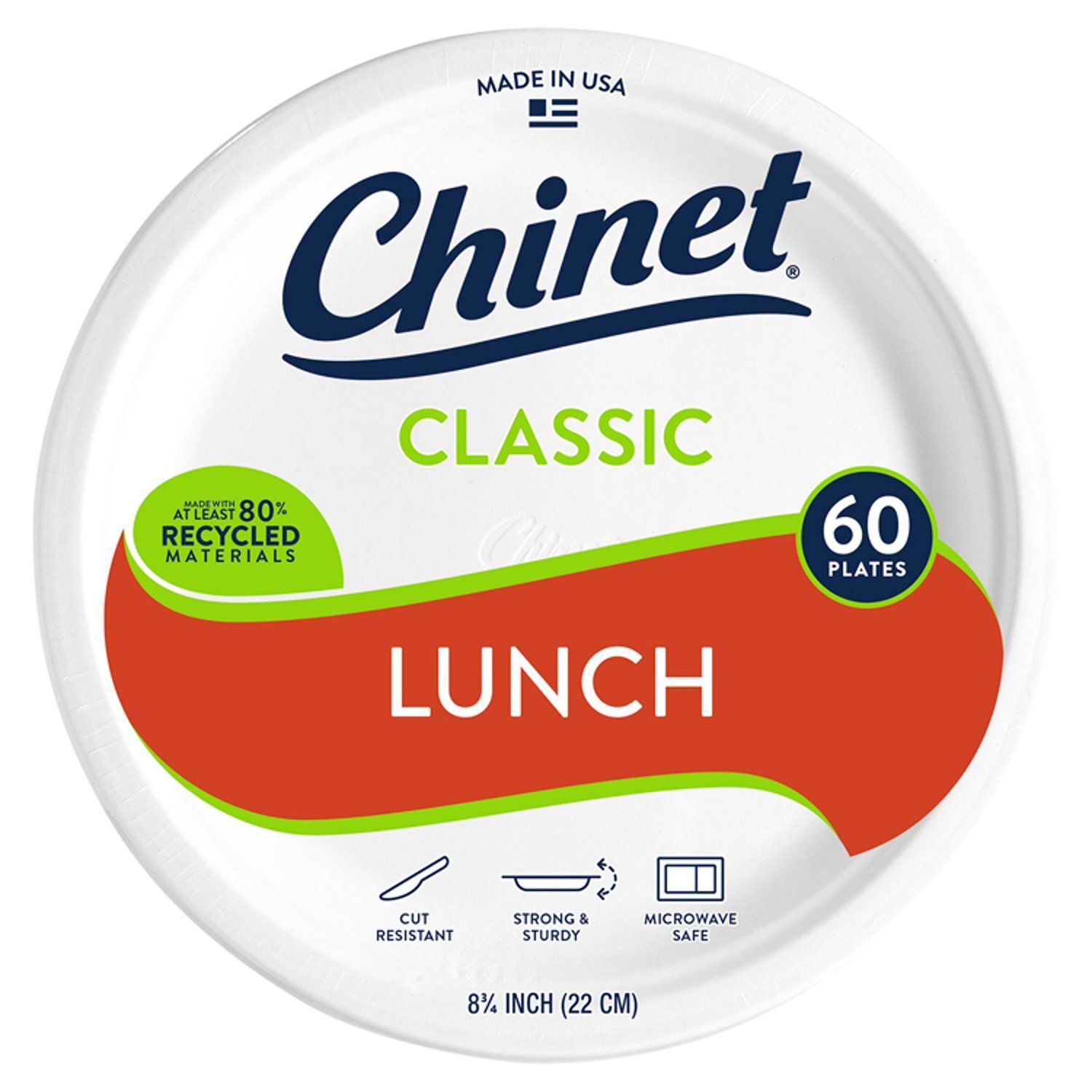 Chinet 8 3/4 Classic Lunch Plates, 60 count