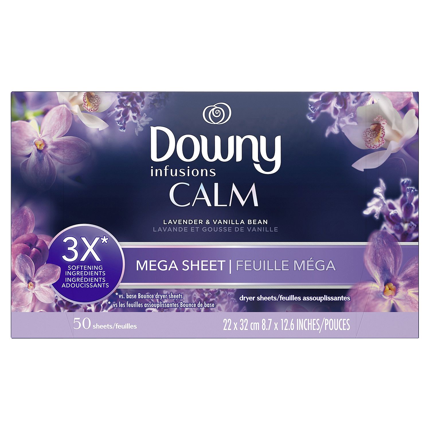 Downy Infusions Calm Lavender &amp; Vanilla Bean Dryer Sheets, 50 count