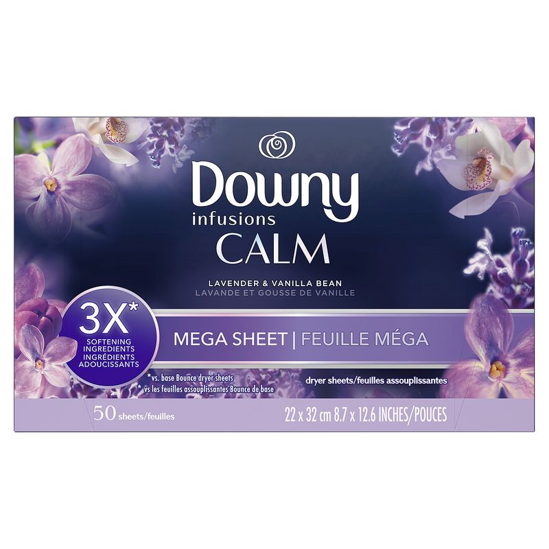 Downy Infusions Calm Lavender &amp; Vanilla Bean Dryer Sheets, 50 count