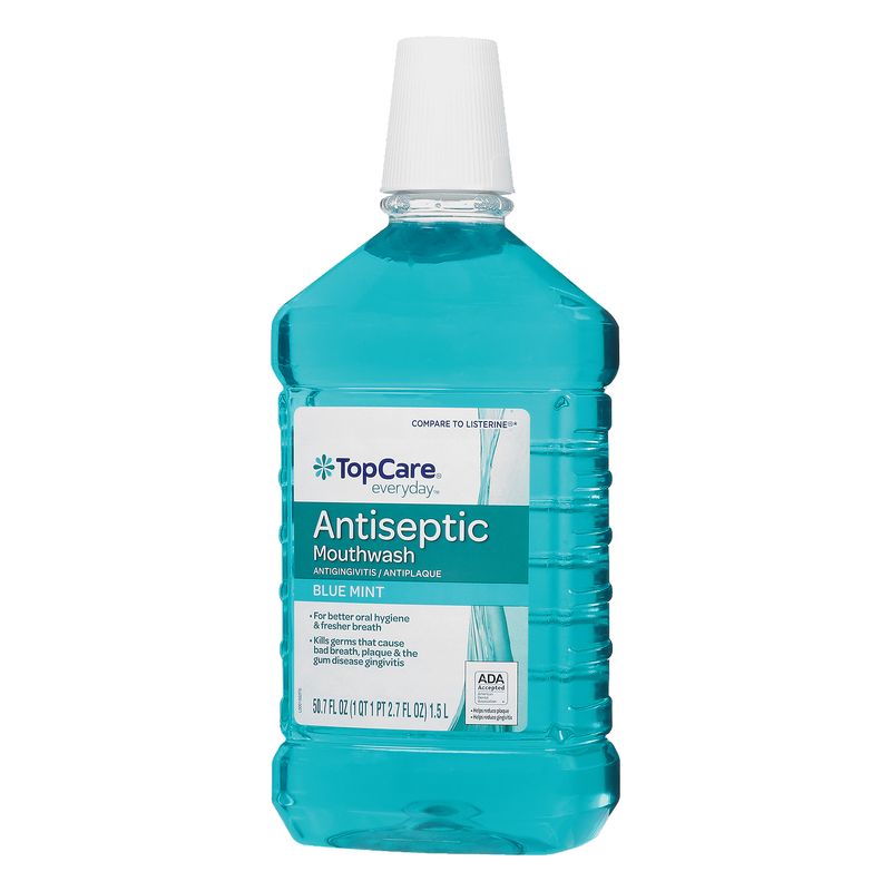 TopCare Antiseptic Mouth Rinse - Blue Mint, 50.7 fl oz