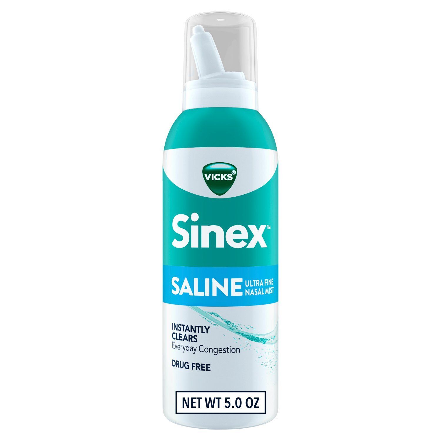 Vicks Sinex SALINE Nasal Spray, Drug Free Ultra Fine Mist, Clear Everyday Sinus Congestion Fast, Cl