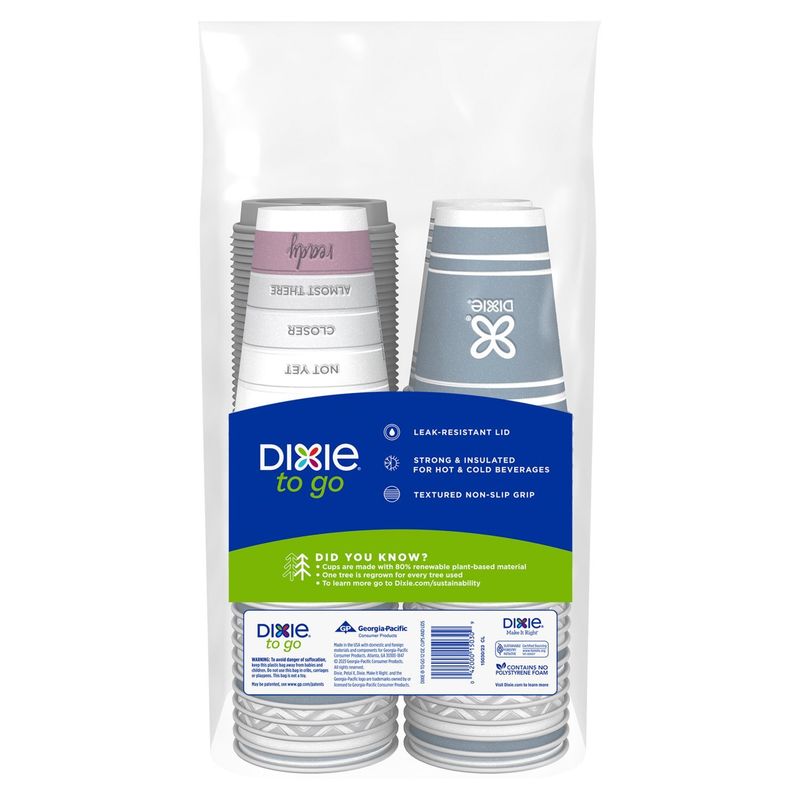 Dixie To Go Insulated Paper Cups &amp; Lids Variety Pack, 66 count, 12 oz
