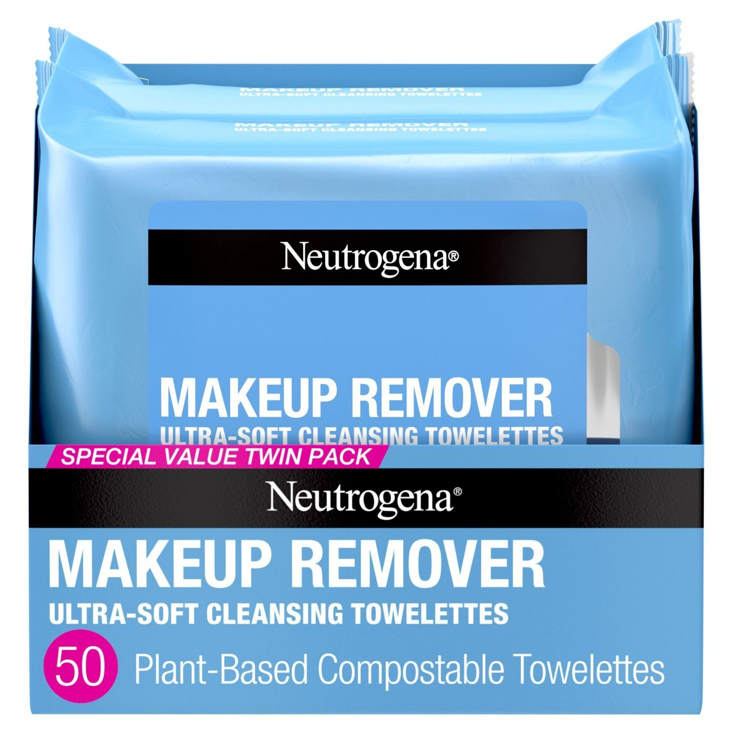 Neutrogena Makeup Remover Ultra-Soft Cleansing Towelettes Special Value Twin Pack, 50 count