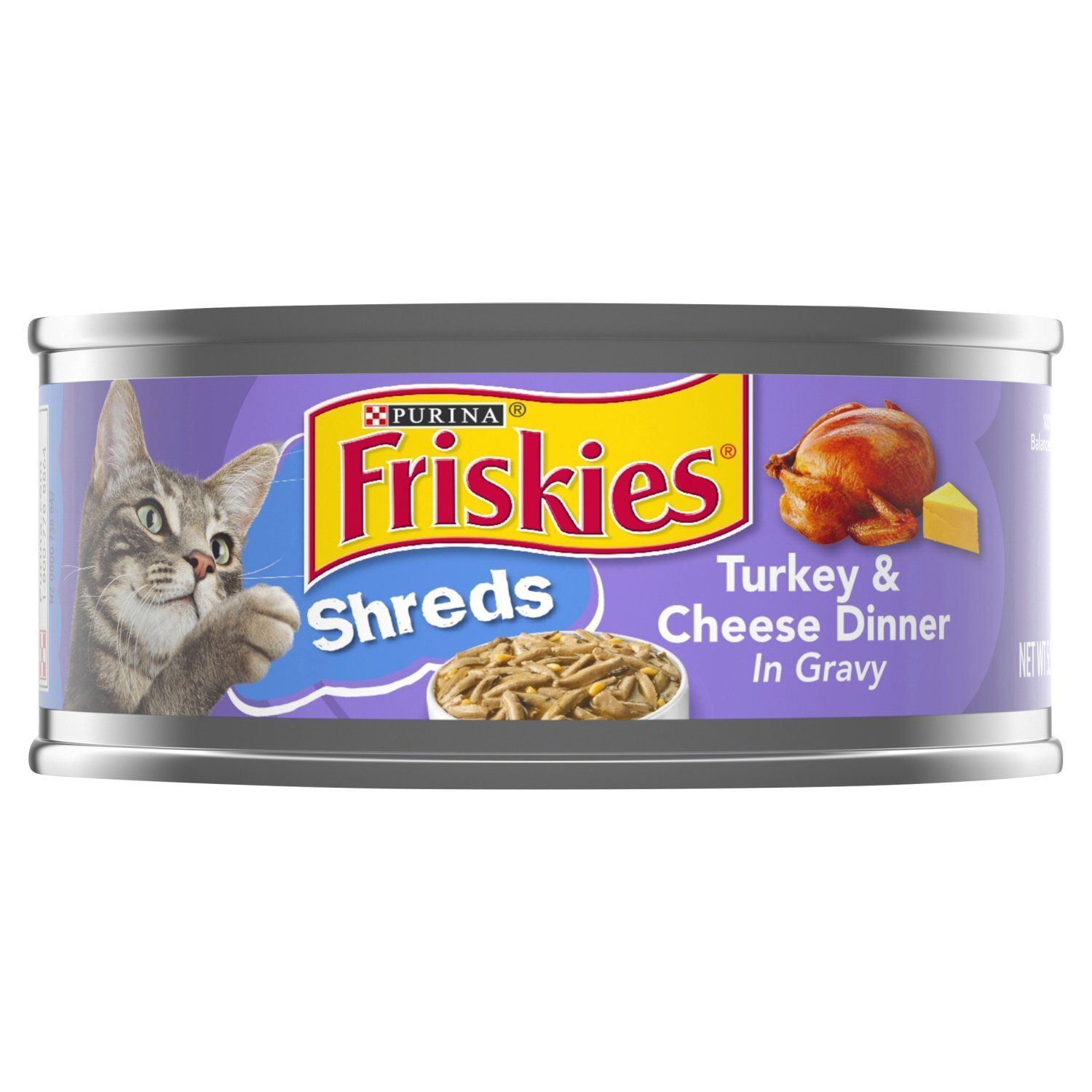 Purina Friskies Shreds Turkey &amp; Cheese Dinner in Gravy Cat Food, 5.5 oz