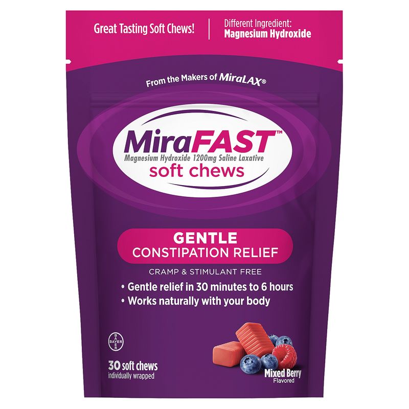 MiraFast Mixed Berry Flavored Gentle Constipation Relief, 30 count