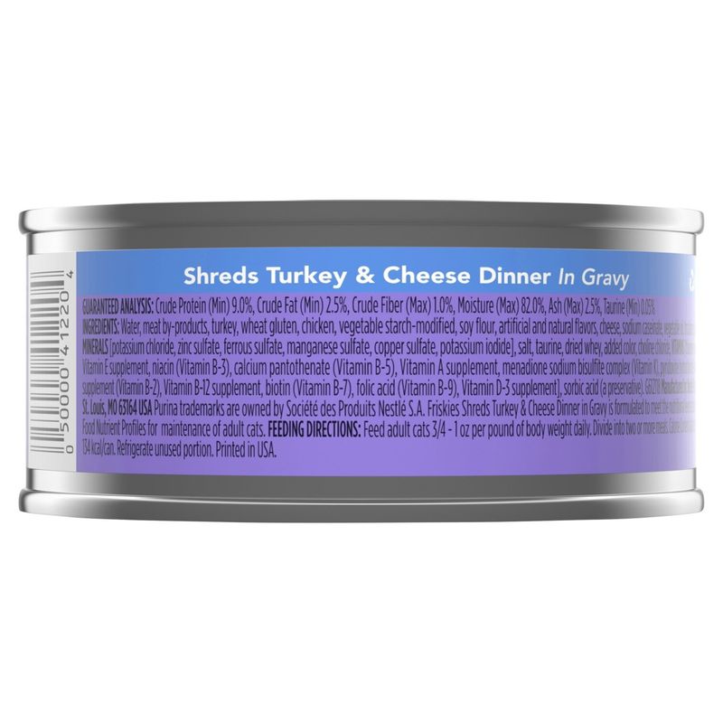 Purina Friskies Shreds Turkey &amp; Cheese Dinner in Gravy Cat Food, 5.5 oz