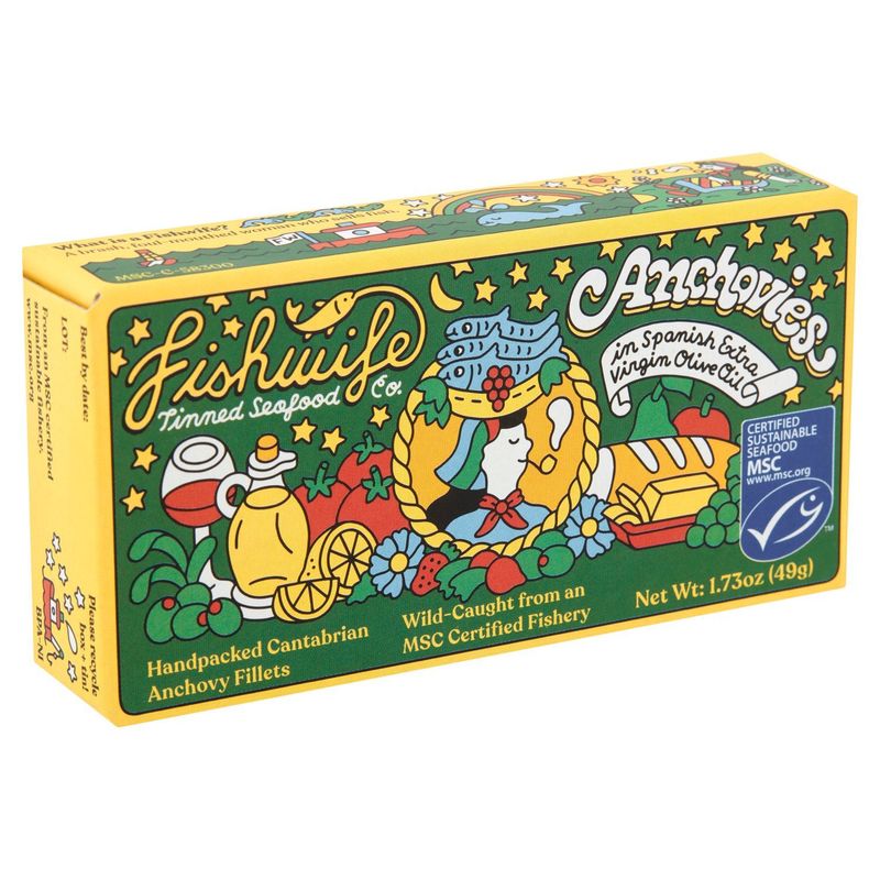 Fishwife Tinned Seafood Co. Anchovies in Spanish Extra Virgin Olive Oil, 1.73 oz