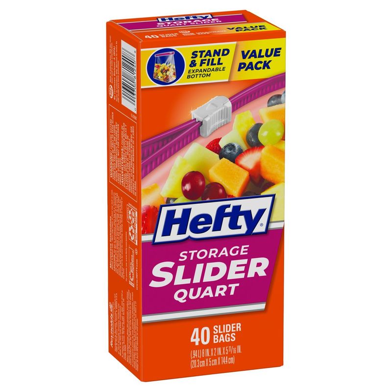 Hefty Slider Quart Size Storage Bags Value Pack, 40 count