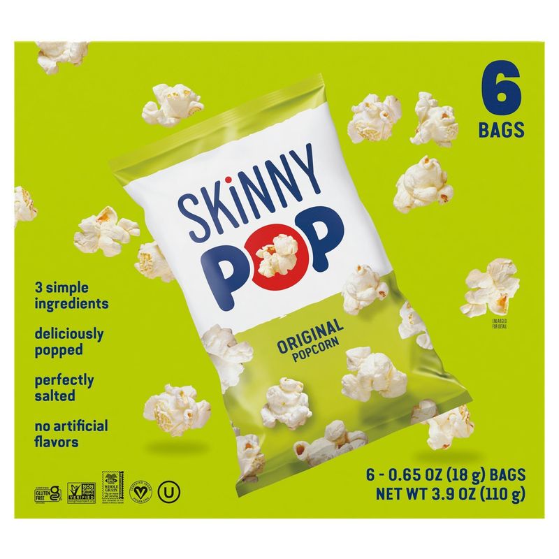 Skinny Pop Original Popcorn, 0.65 oz, 6 count