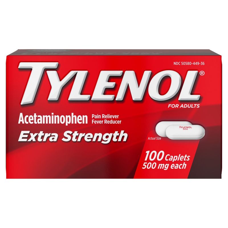 Tylenol Extra Strength for Adults Caplets, 500 mg, 100 count