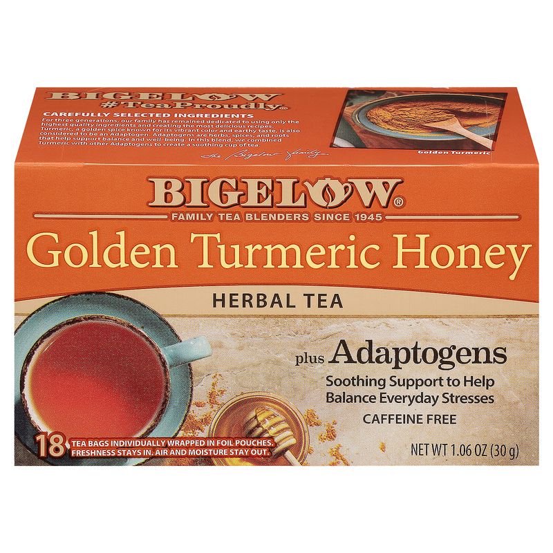 Bigelow Golden Turmeric Honey Herbal Tea, 18 count, 1.06 oz