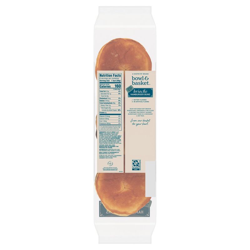 Bowl &amp; Basket Hamburger Buns Brioche, 10.6 oz