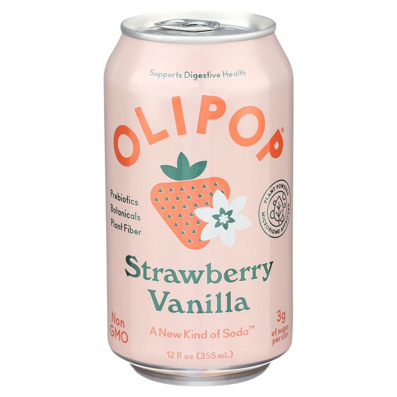 Olipop Strawberry Vanilla Soda, 12 fl oz