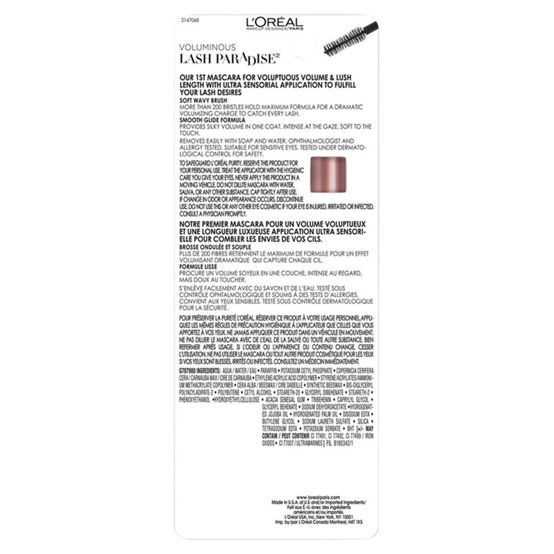 L'Oréal Paris Voluminous Lash Paradise 200 Blackest Black Mascara, 0.28 fl oz