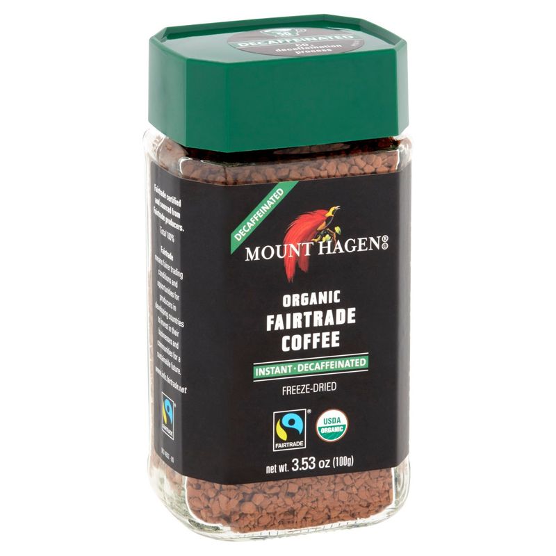 Mount Hagen Instant Decaffeinated Organic Fairtrade Coffee, 3.53 oz