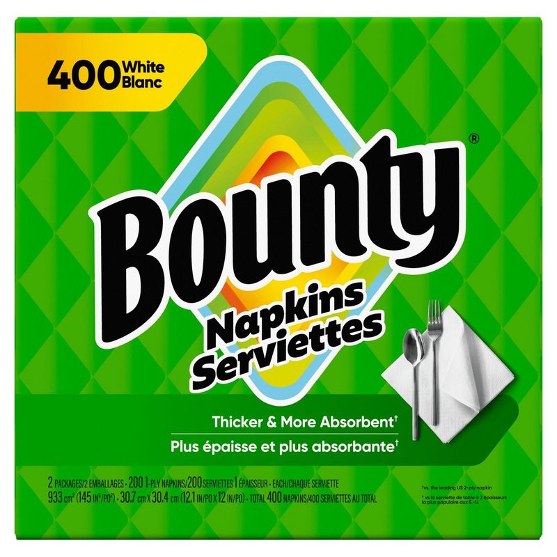 Bounty White Napkins, 400 count