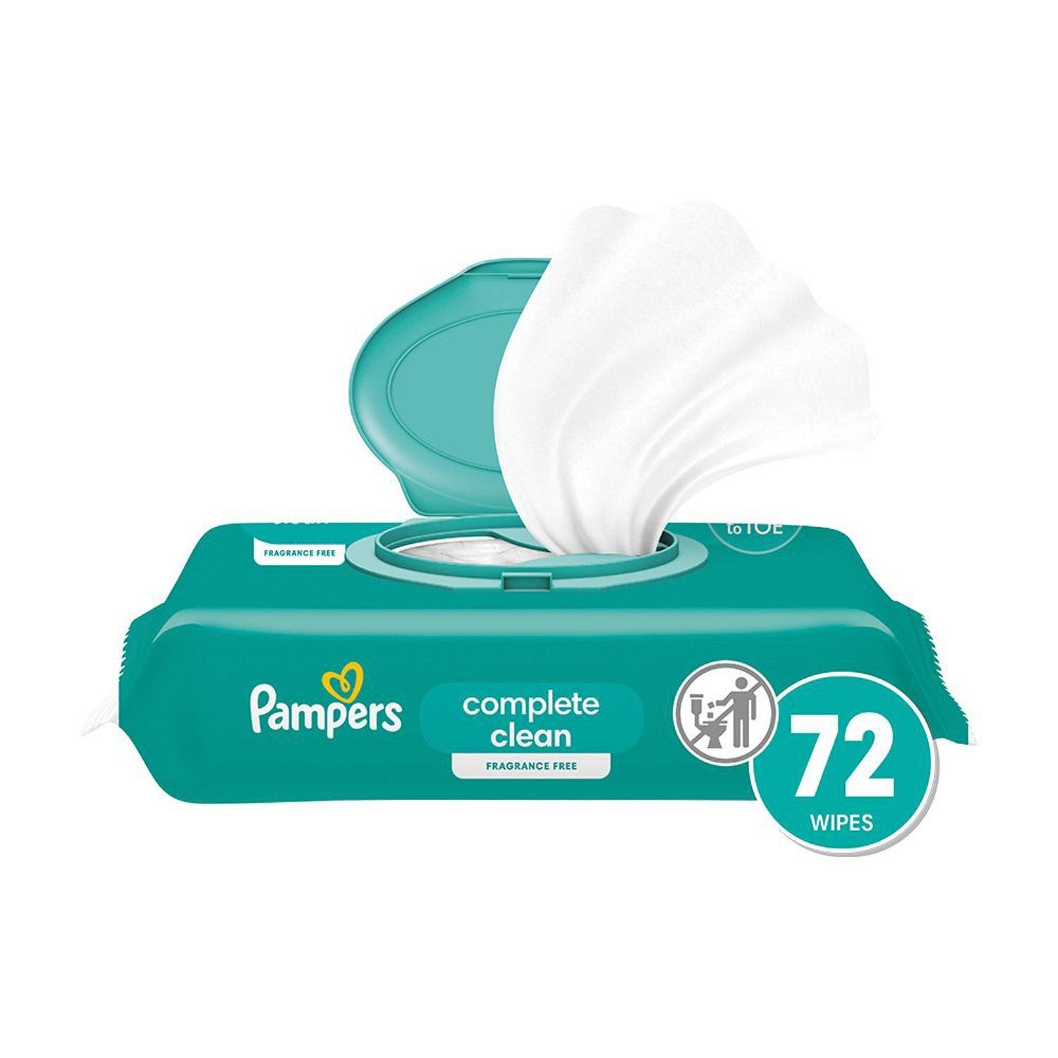Pampers Complete Clean Fragrance Free Wipes, 72 count