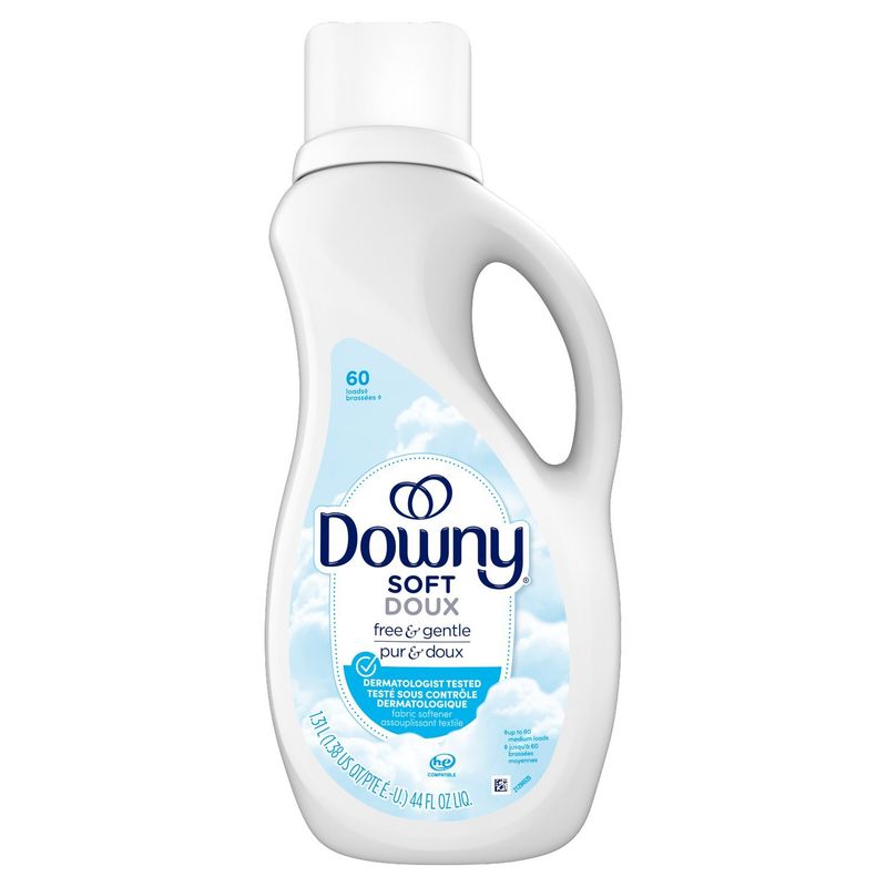 Downy Free &amp; Gentle Liquid Fabric Softener, 44 fl oz, 60 Loads, Hypoallergenic, Sensitive Skin Frie