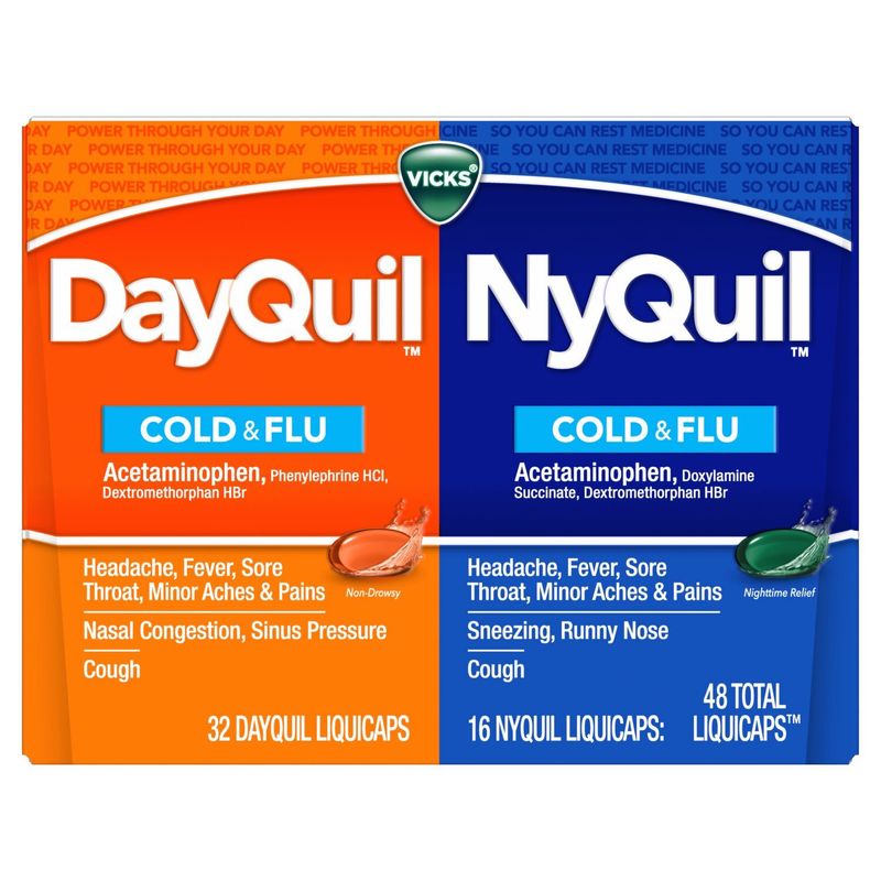 Vicks DayQuil &amp; NyQuil Co-Pack, Cold &amp; Flu Over-the-Counter Medicine, Powerful Multi-Symptom Daytim