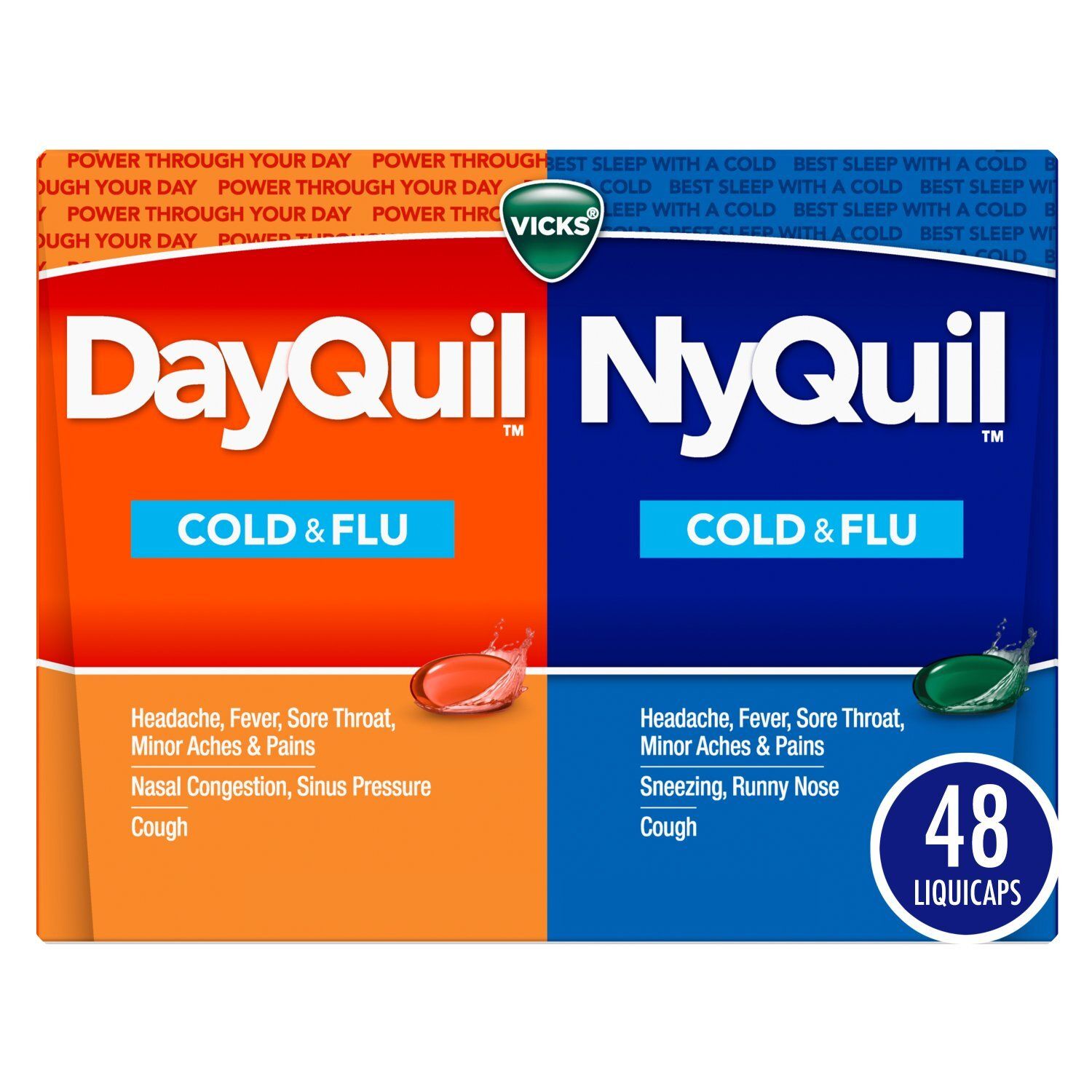 Vicks DayQuil &amp; NyQuil Co-Pack, Cold &amp; Flu Over-the-Counter Medicine, Powerful Multi-Symptom Daytim
