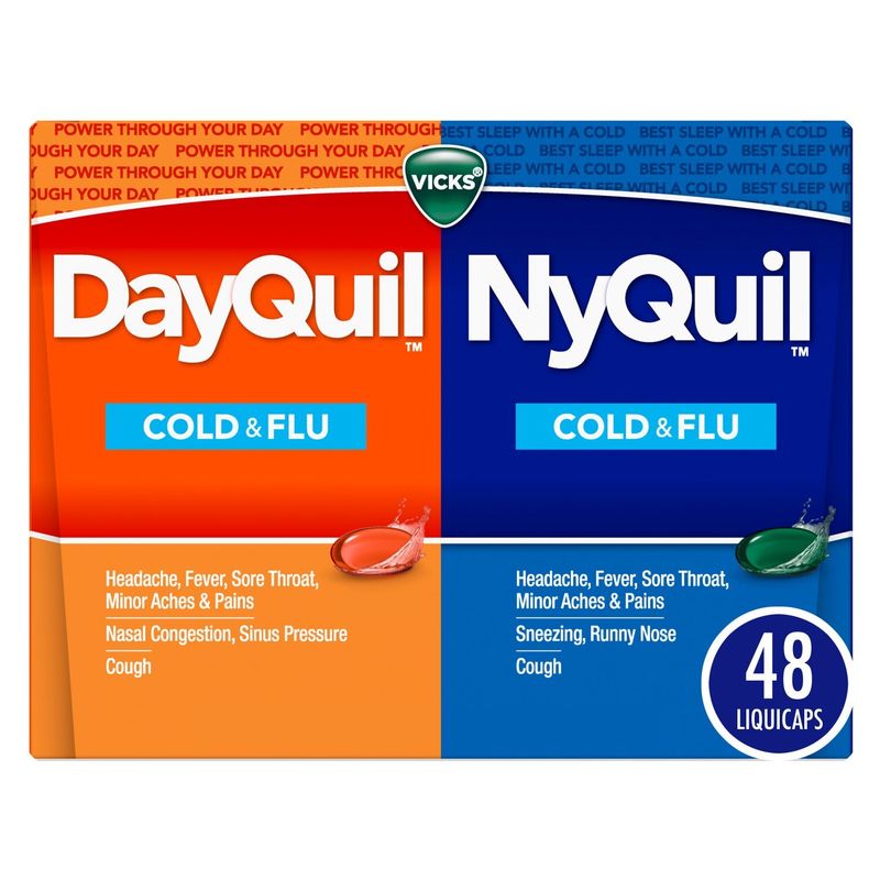 Vicks DayQuil &amp; NyQuil Co-Pack, Cold &amp; Flu Over-the-Counter Medicine, Powerful Multi-Symptom Daytim