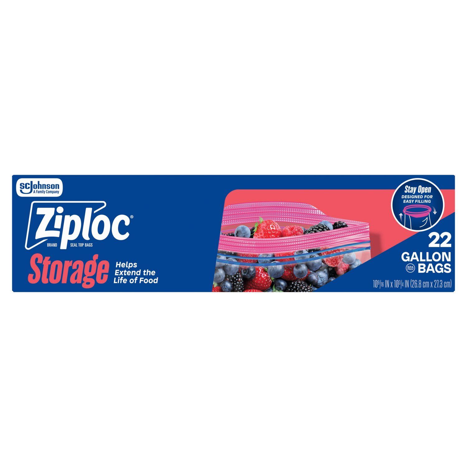Ziploc Storage Gallon Seal Top Bags, 22 count