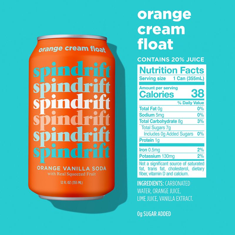 Spindrift Orange Cream Float Vanilla Soda, 355 ml