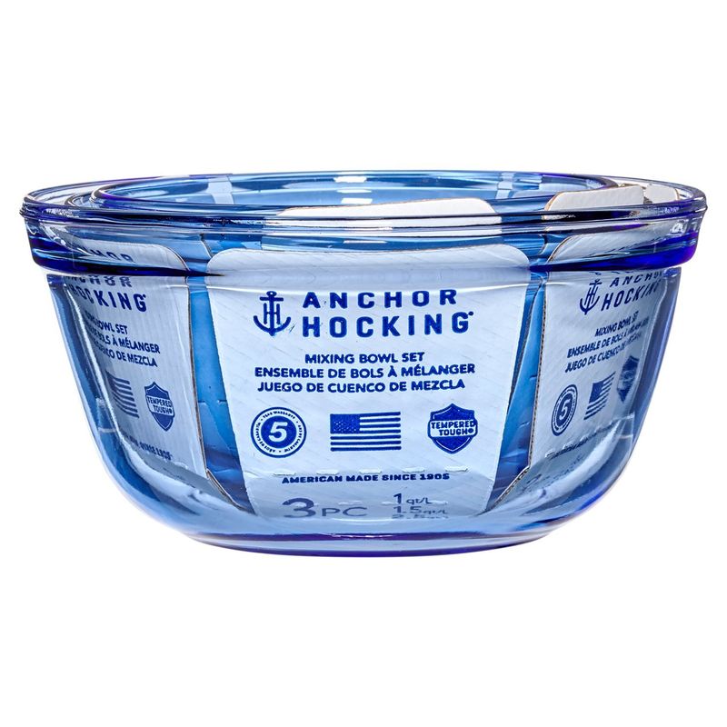 Anchor Hocking Colors Mixing Bowl Set, 3 count