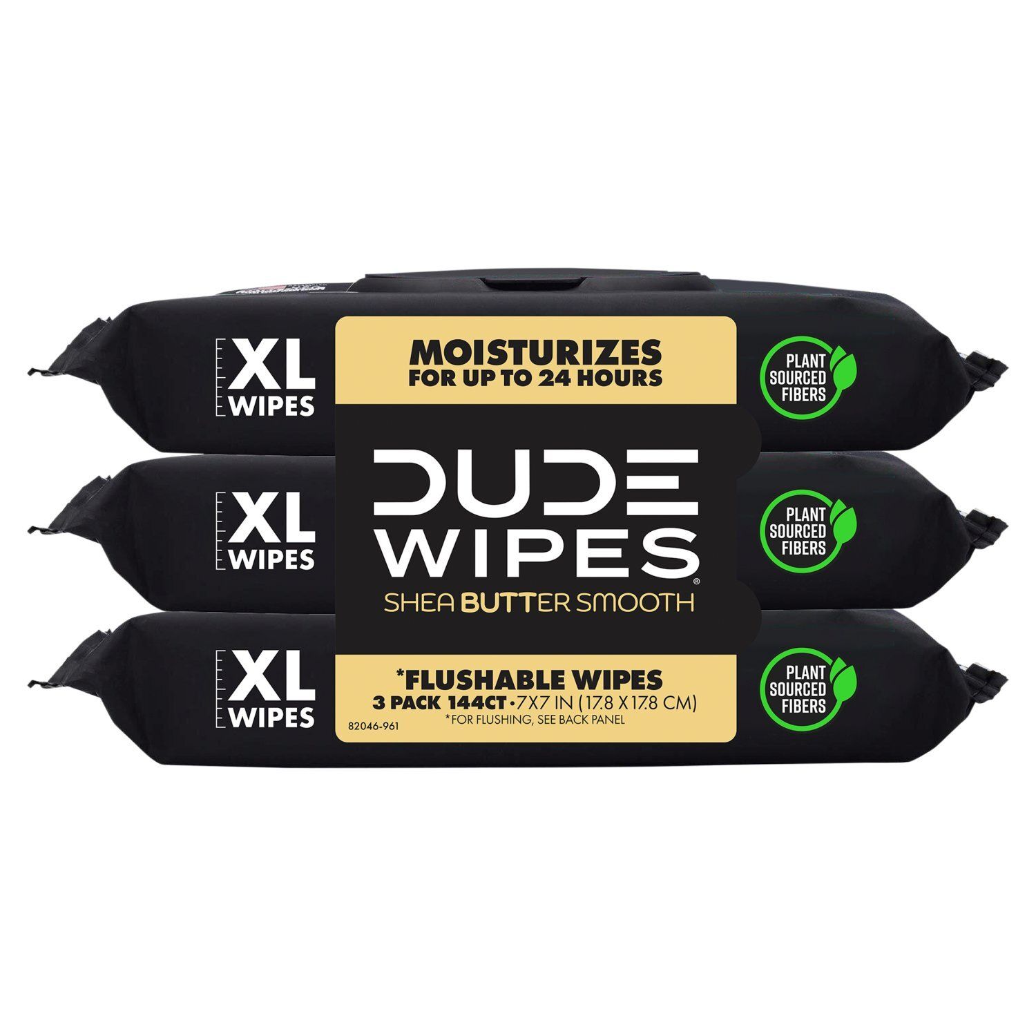 DUDE Wipes Shea Butter Smooth XL Flushable Wipes, 3 Pack, 144 Count