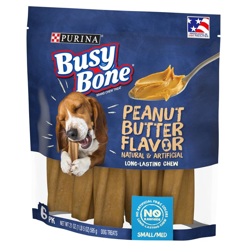 Purina Busy Bone Peanut Butter Flavor Dog Chew Treats, Small/Med, 6 count, 21 oz