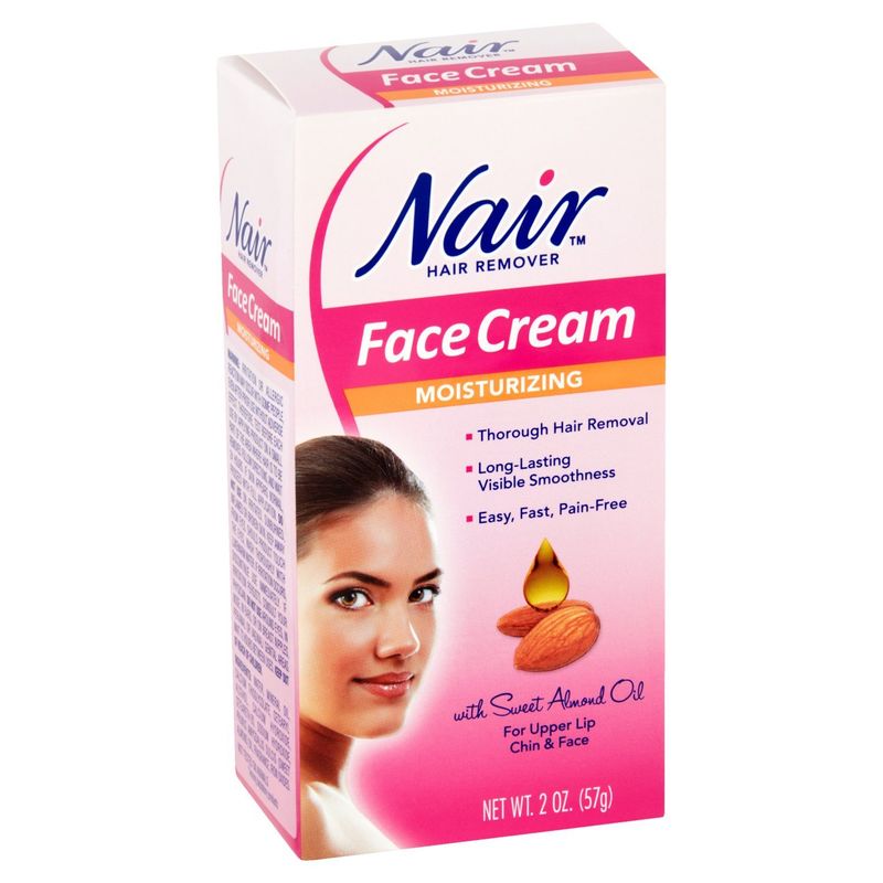 Nair Moisturizing Face Cream Hair Remover with Sweet Almond Oil, 2 oz